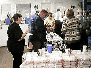 Lining up for the Pot Luck Dinner